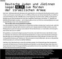 Deutsche Juden sagen NEIN zum Morden der israelischen Armee, Anzeige EJJP Deutschland